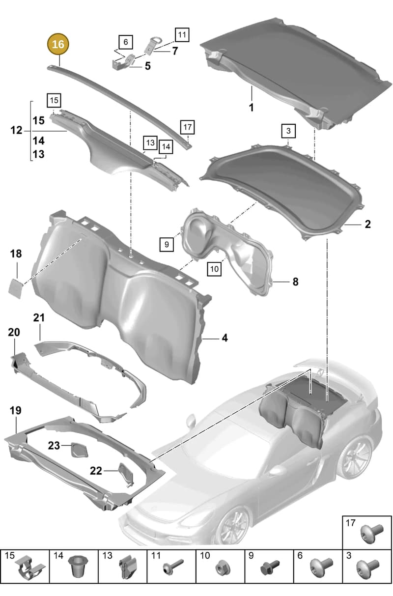 98155541302 — Porsche Cayman (2019-2022) diagram p55807250, position 16