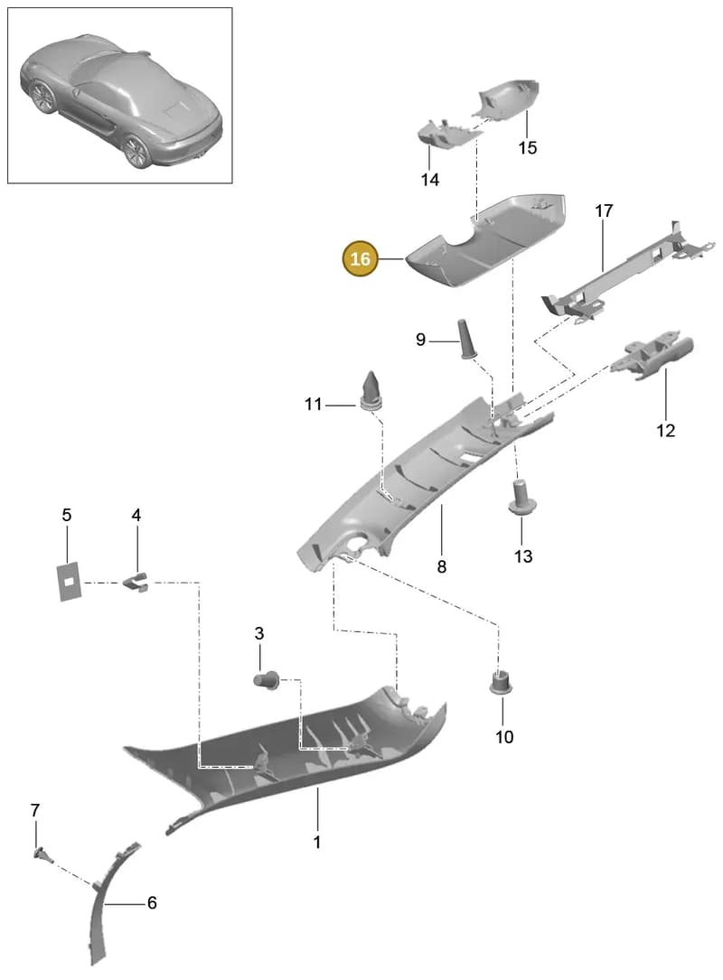 981555525011E0 — Porsche Boxster (2012-2016) diagram p39807055, position 16