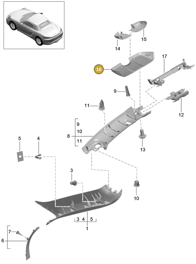 981555525011E0 — Porsche Boxster (2016-) diagram p48807055, position 16