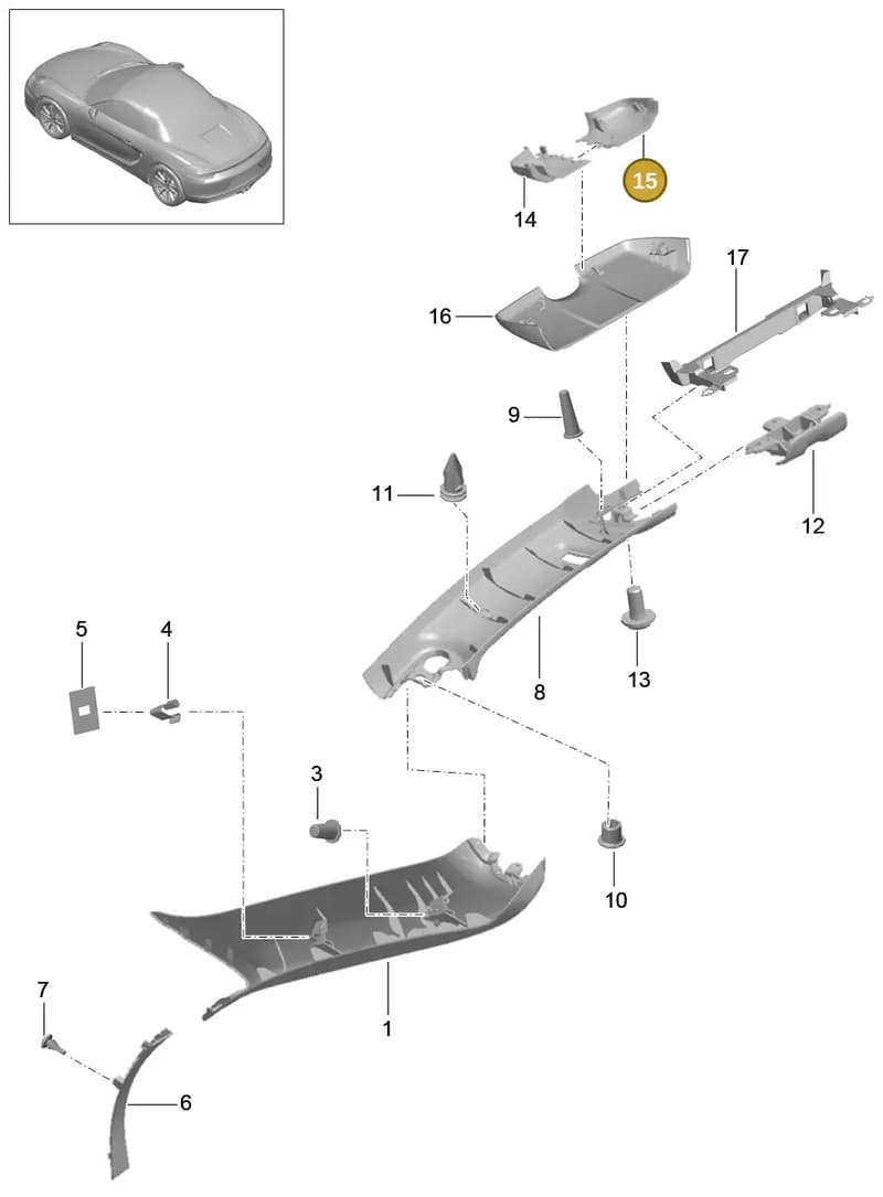 981555526001E0 — Porsche Boxster (2012-2016) diagram p39807055, position 15