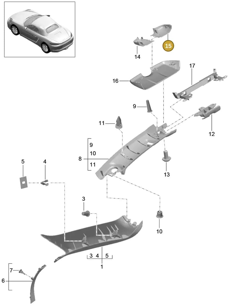 981555526001E0 — Porsche Boxster (2016-) diagram p48807055, position 15