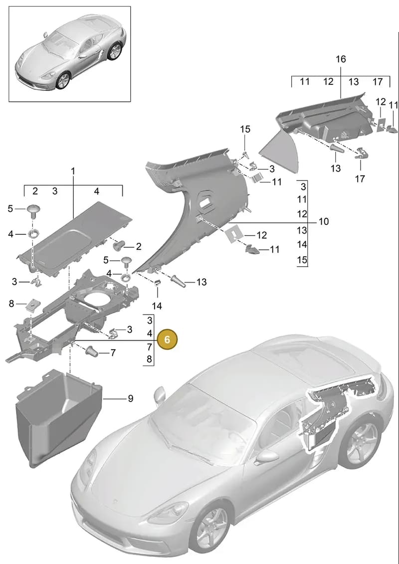 98155557500 — Porsche Cayman (2016-2019) diagram p50807030, position 6