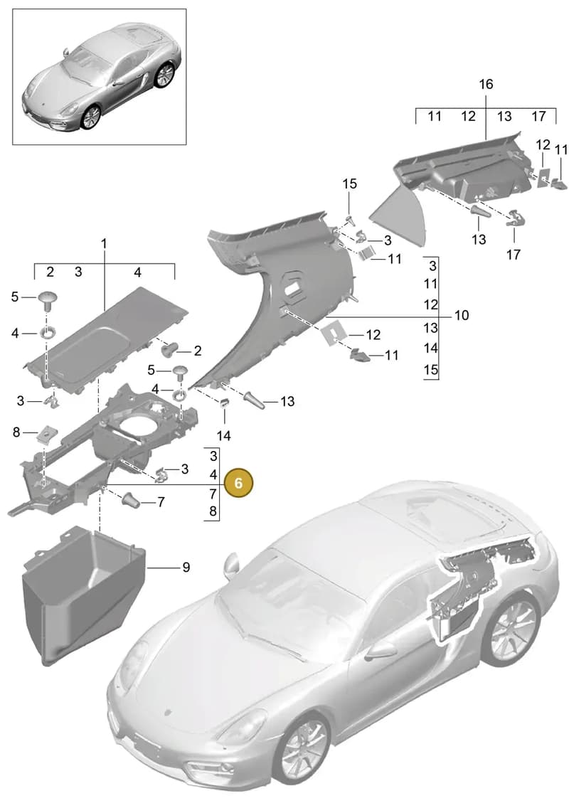 98155557600 — Porsche Cayman (2013-2016) diagram p40807030, position 6