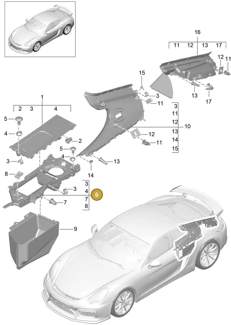 98155557600 — Porsche Cayman GT4 (2015-2016) diagram p45807030, position 6