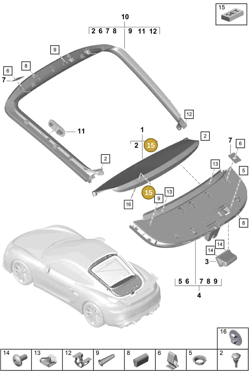 981555941001E0 — Porsche Cayman GT4 (2019-) diagram p55807350, position 15