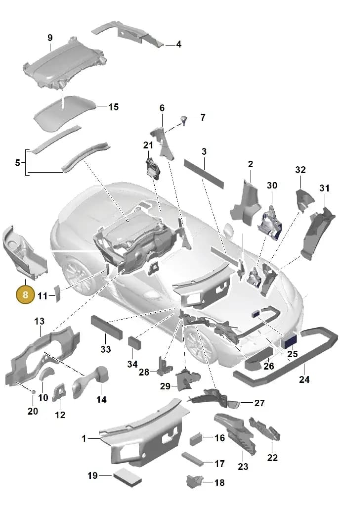 98155662302 — Porsche Boxster (2016-2019) diagram p48807080, position 8