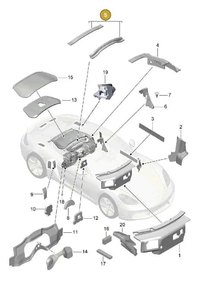98155664502 — Porsche Cayman (2016-2019) diagram p50807080, position 5