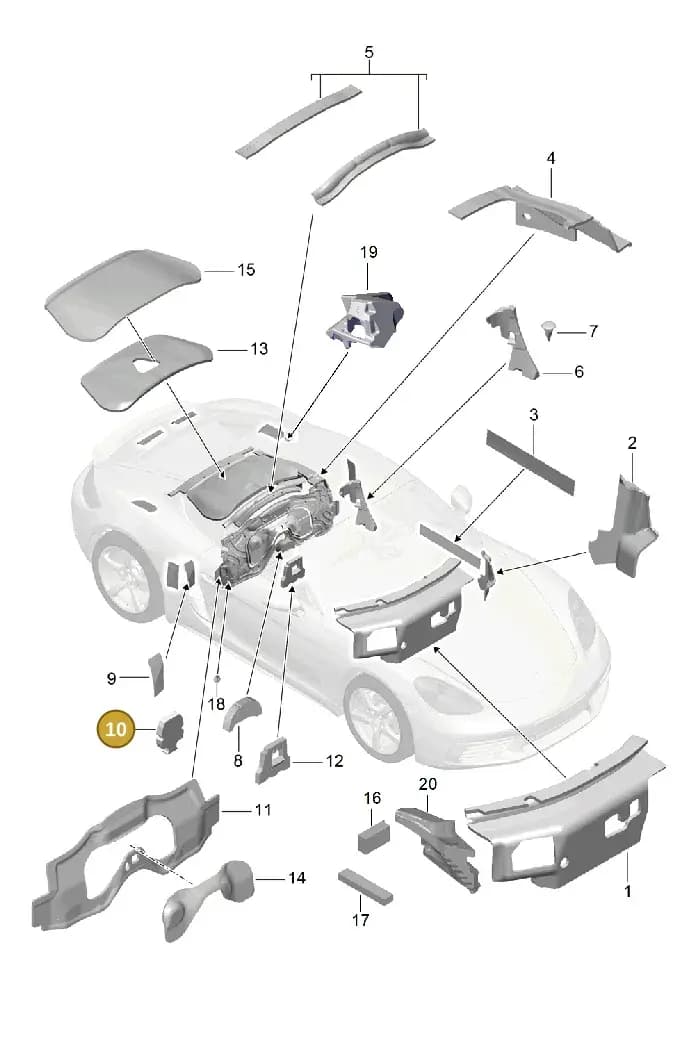 98155668102 — Porsche Cayman (2016-2019) diagram p50807080, position 10