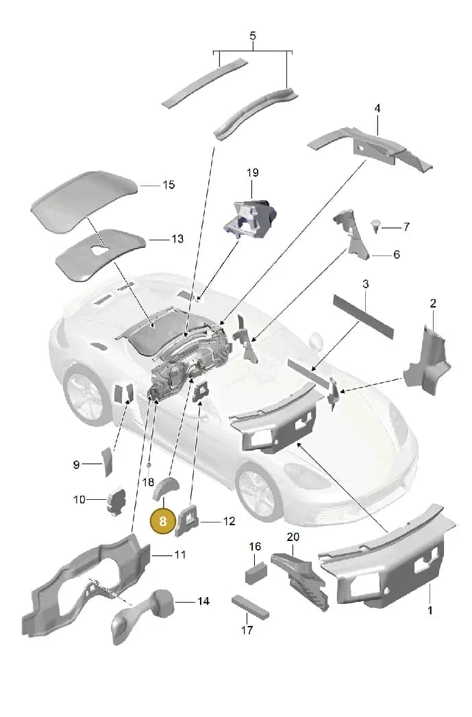 98155668301 — Porsche Cayman (2016-2019) diagram p50807080, position 8