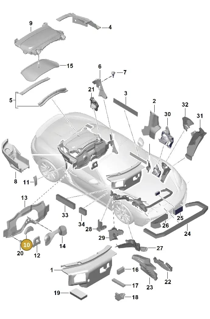 98155668301 — Porsche Boxster (2016-2019) diagram p48807080, position 10