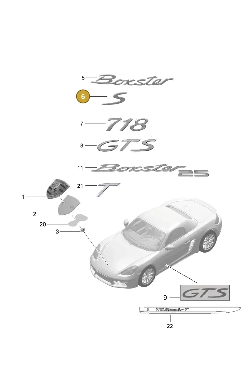 98155924301 — Porsche Boxster (2016-2019) diagram p48810000, position 6
