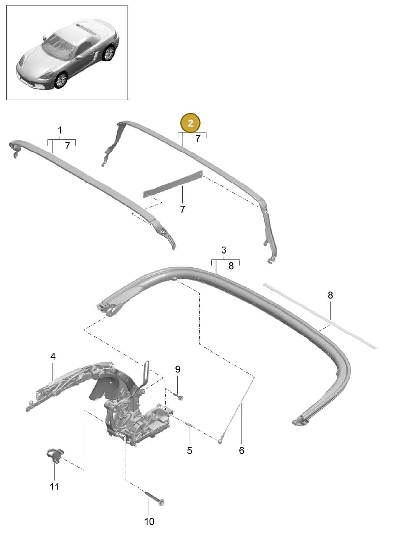 98156132901 — Porsche Boxster (2016-2019) diagram p48811010, position 2