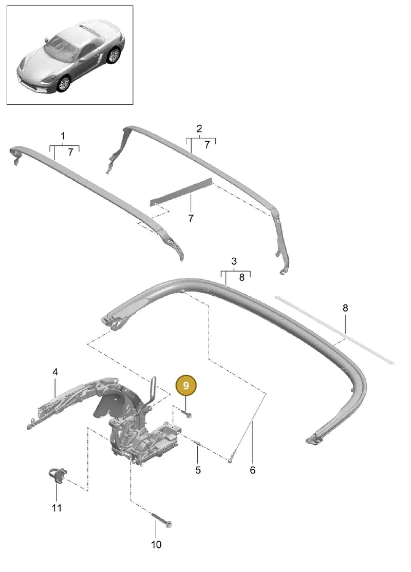 98156147607 — Porsche Boxster (2016-2019) diagram p48811010, position 9