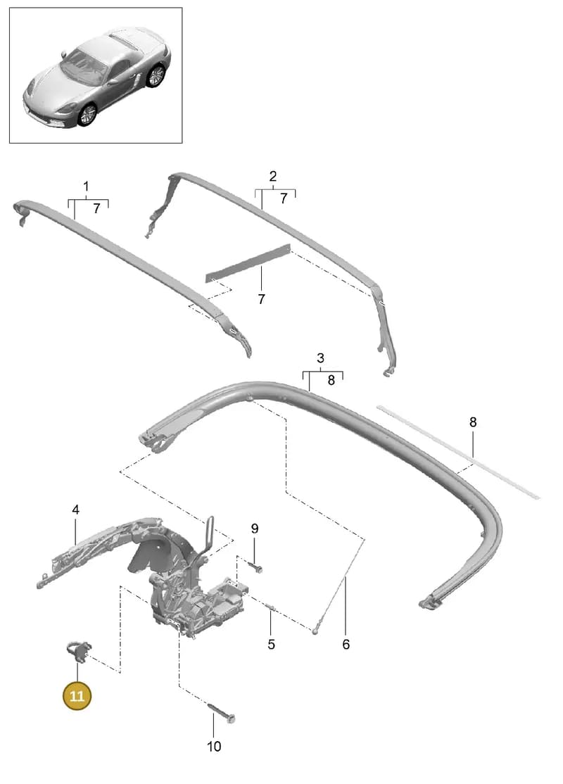 98156180603 — Porsche Boxster (2016-2019) diagram p48811010, position 11