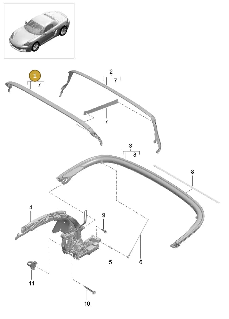 98156191701 — Porsche Boxster (2016-2019) diagram p48811010, position 1