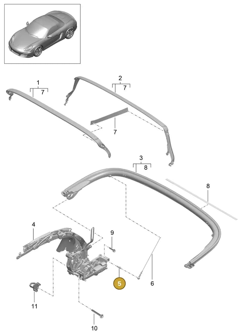 98156193300 — Porsche Boxster (2012-2016) diagram p39811010, position 5