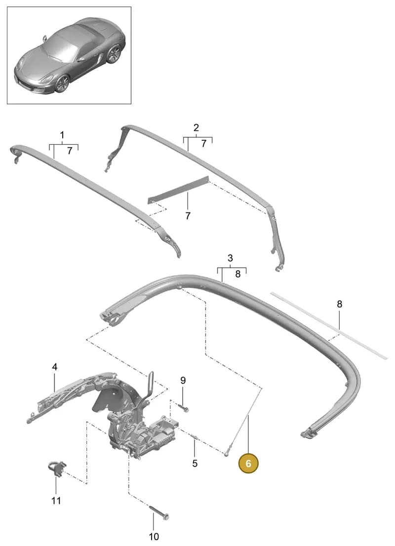98156193500 — Porsche Boxster (2012-2016) diagram p39811010, position 6