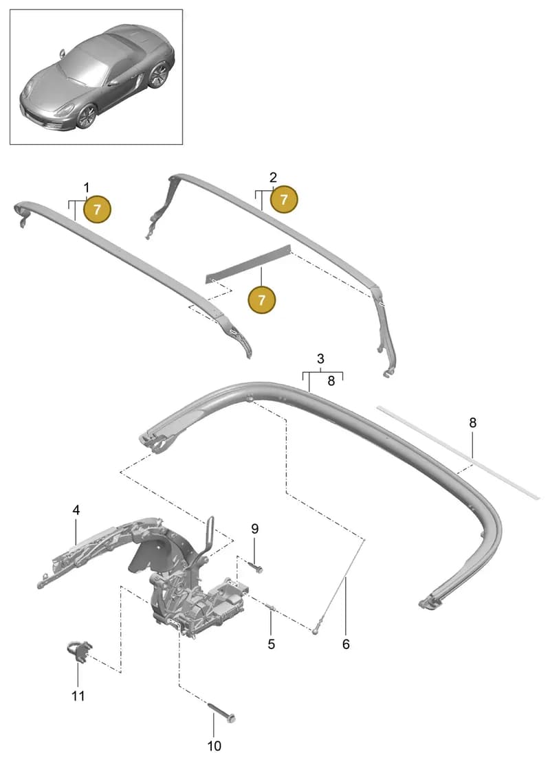 98156194100 — Porsche Boxster (2012-2016) diagram p39811010, position 7
