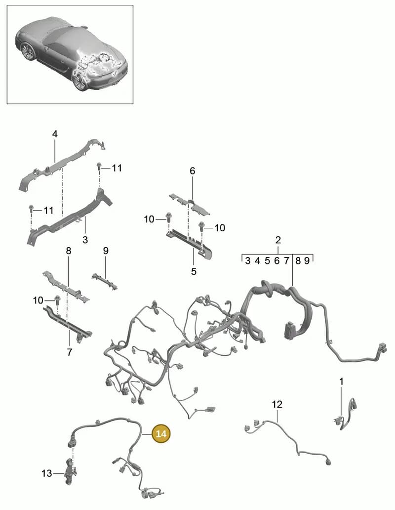 98160913302 — Porsche Boxster (2012-2016) diagram p39902020, position 14