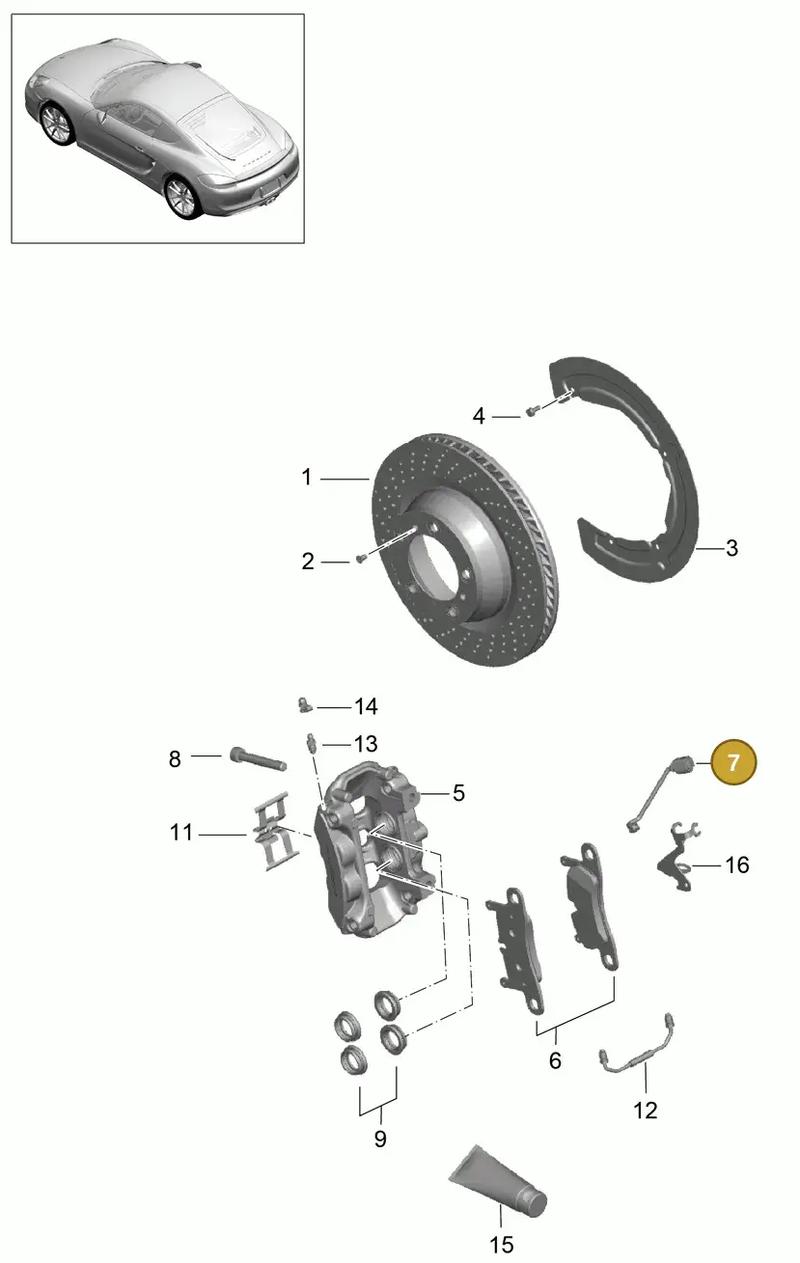 98160916300 — Porsche Cayman (2013-2016) diagram p40603000, position 7