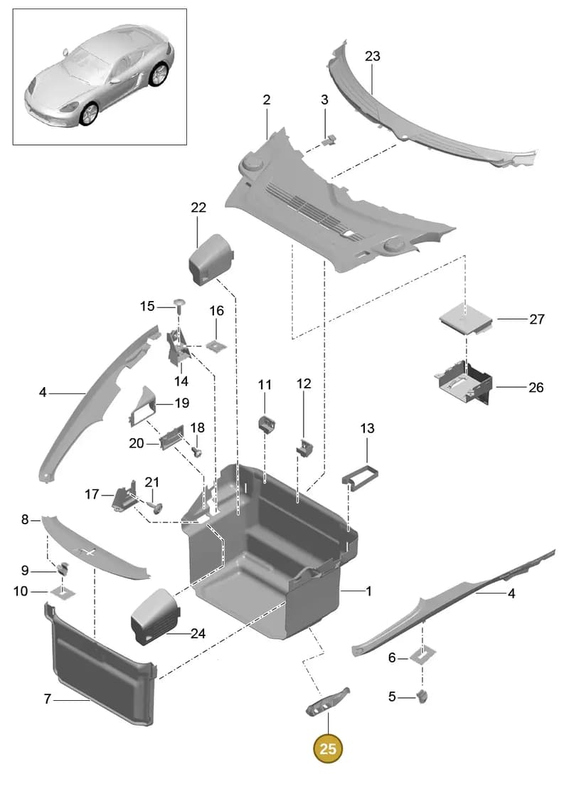 98161011300 — Porsche Cayman (2016-2019) diagram p50807000, position 25