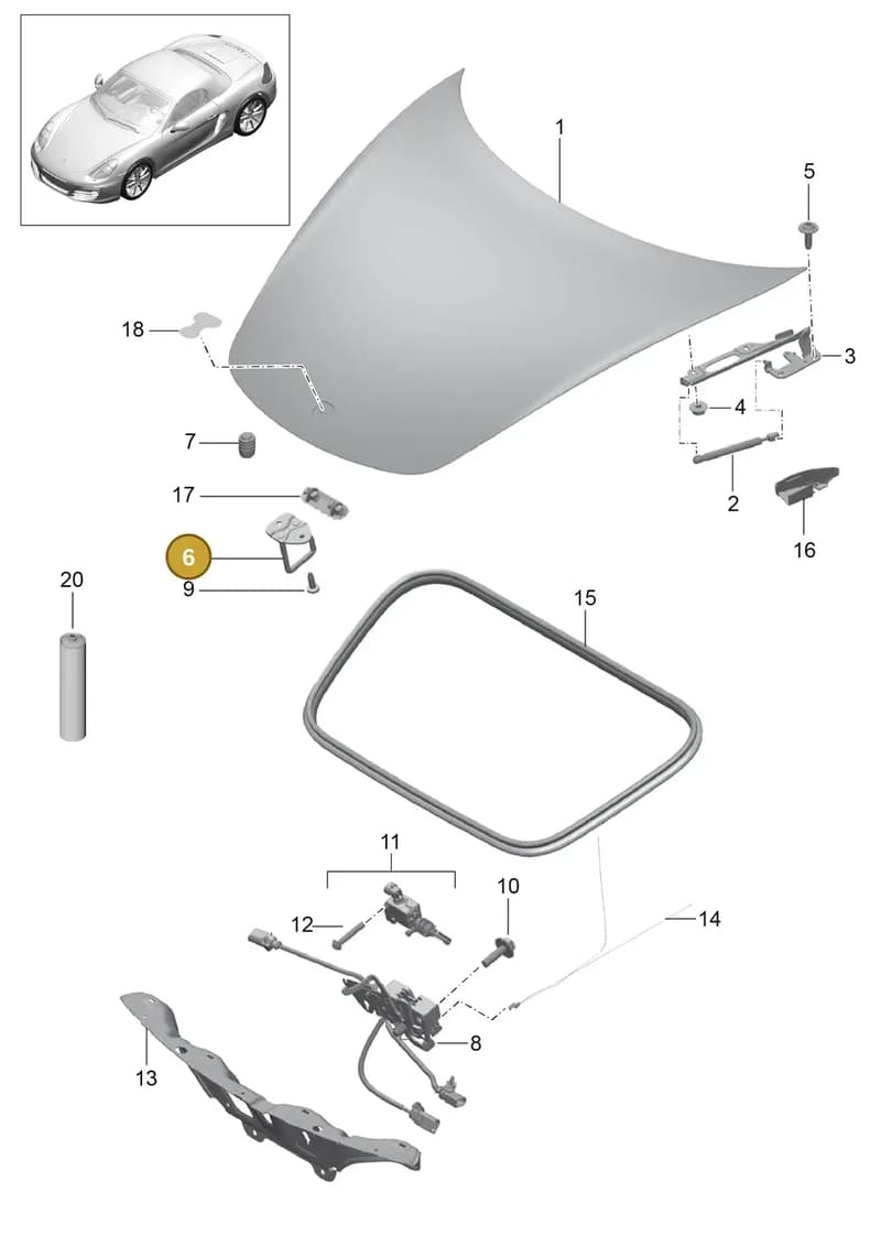 98162411800 — Porsche Boxster (2012-2016) diagram p39803000, position 6