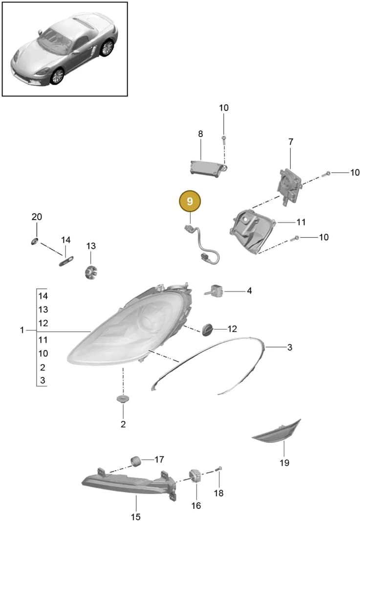 98163132310 — Porsche Boxster (2016-2019) diagram p48905000, position 9