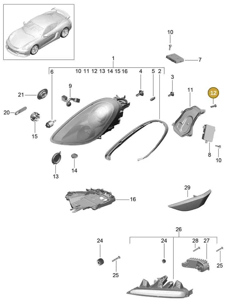 98163138300 — Porsche Cayman GT4 (2015-2016) diagram p45905002, position 12