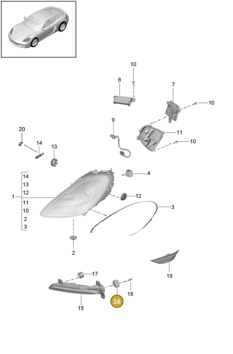 98163138300 — Porsche Cayman (2016-2019) diagram p50905000, position 16
