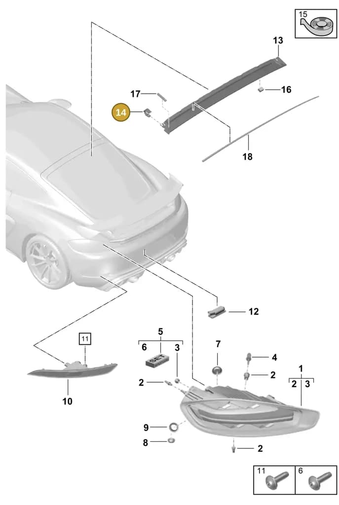 98163138300 — Porsche Cayman (2019-2022) diagram p55905050, position 14