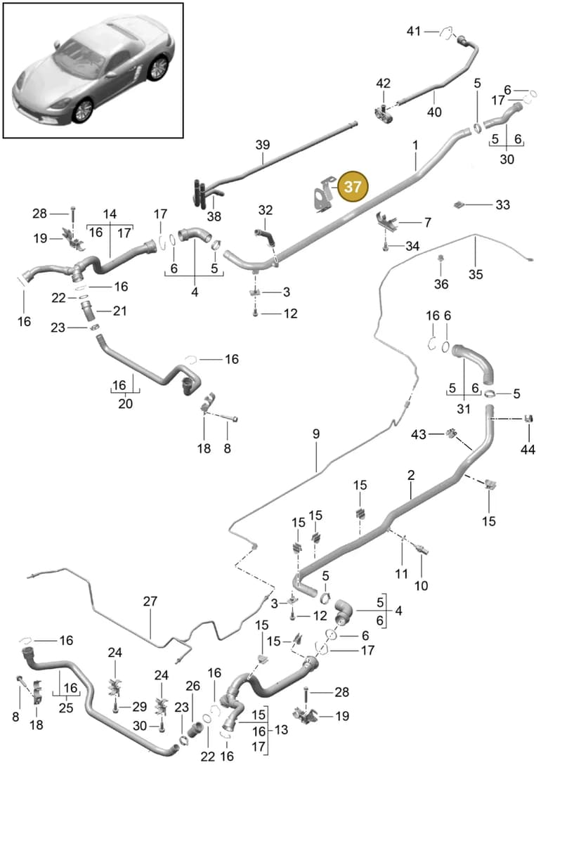 982121233B — Porsche Boxster (2016-2019) diagram p48105010, position 37