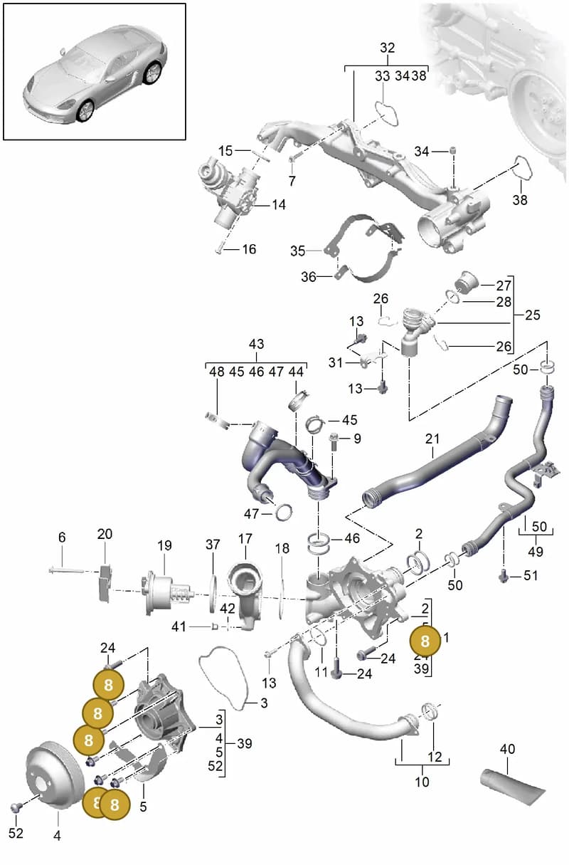 982121233B — Porsche Cayman (2016-2019) diagram p50105000, position 8