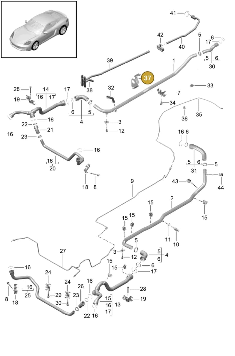982121233B — Porsche Cayman (2016-2019) diagram p50105010, position 37