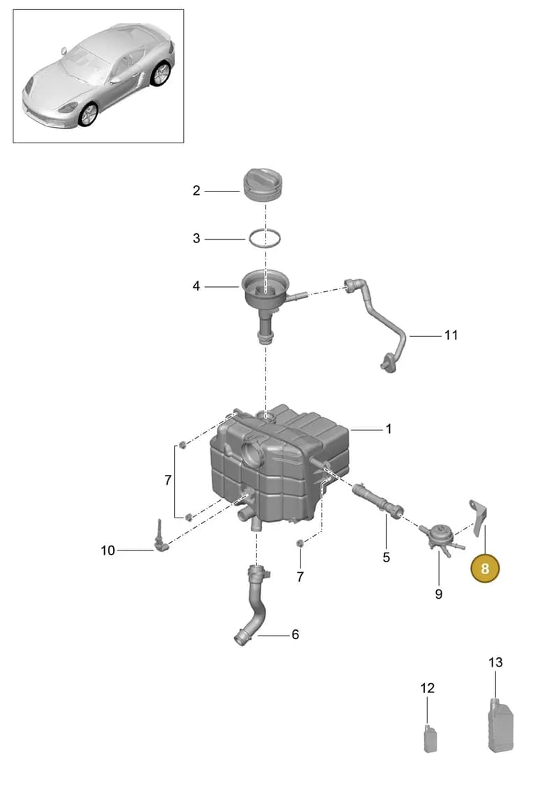 982121412A — Porsche Cayman (2016-2019) diagram p50105020, position 8