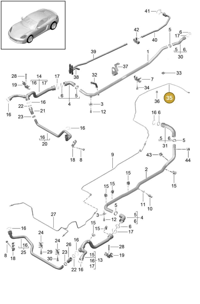 982121533D — Porsche Cayman (2016-2019) diagram p50105010, position 35