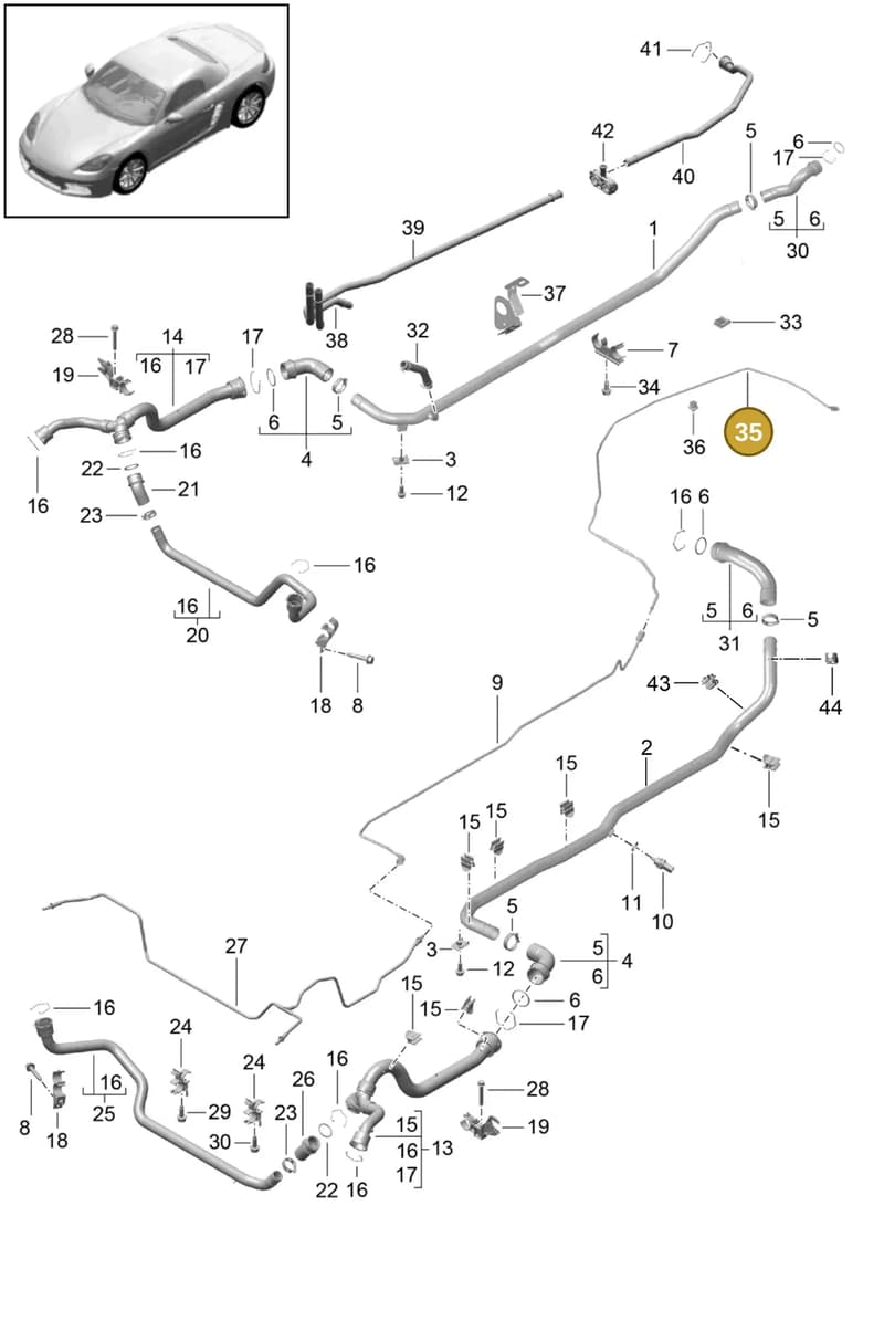982121533D — Porsche Boxster (2016-2019) diagram p48105010, position 35