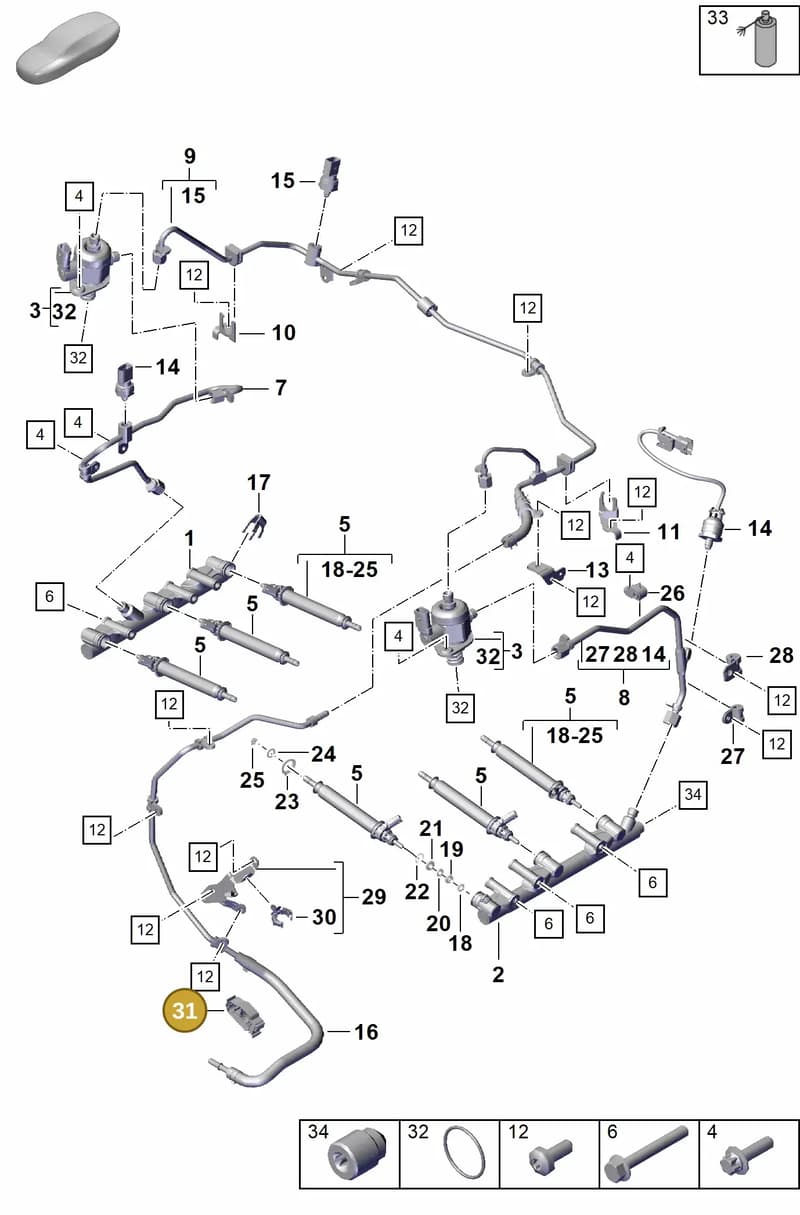 982127585 — Porsche Boxster Spyder (2019-2020) diagram p55107000, position 31