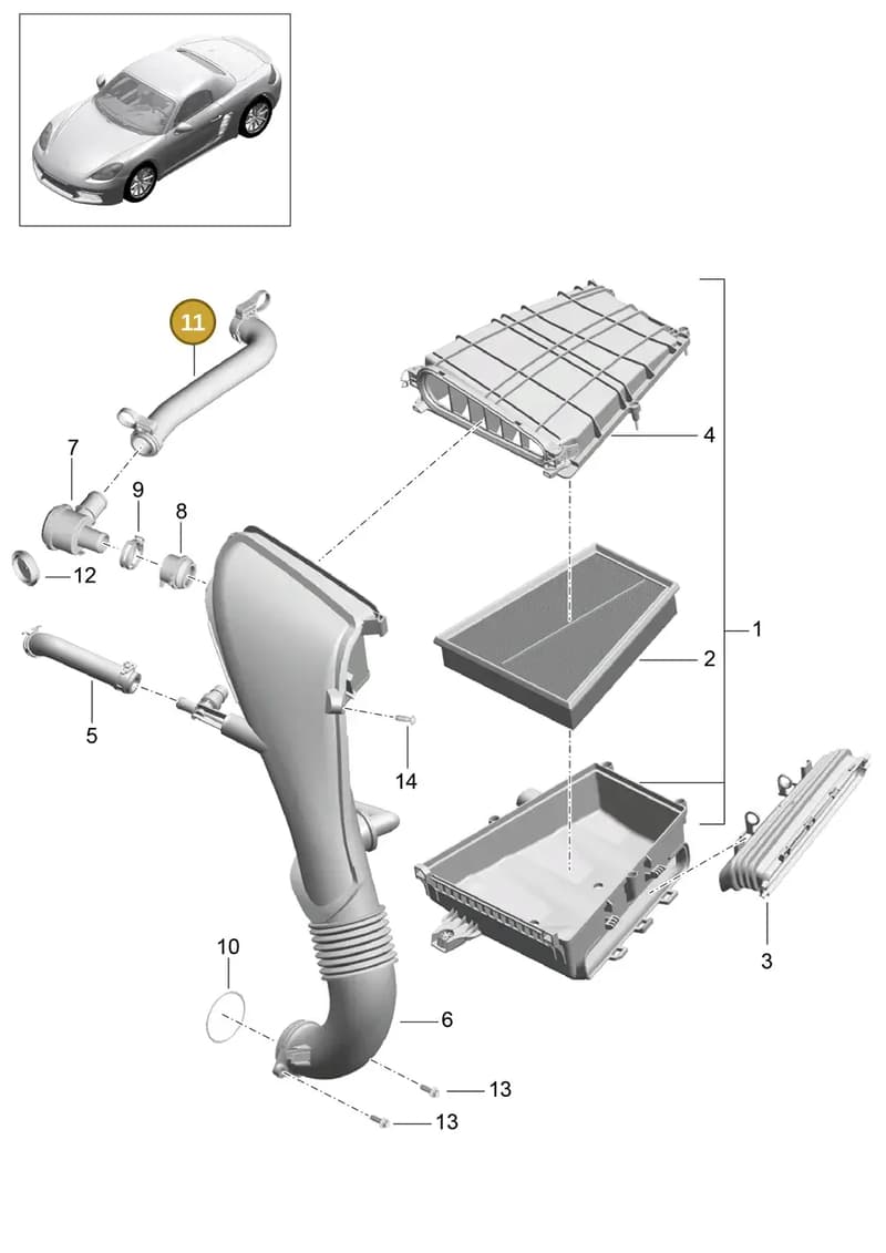 982129453 — Porsche Boxster (2016-2019) diagram p48106000, position 11