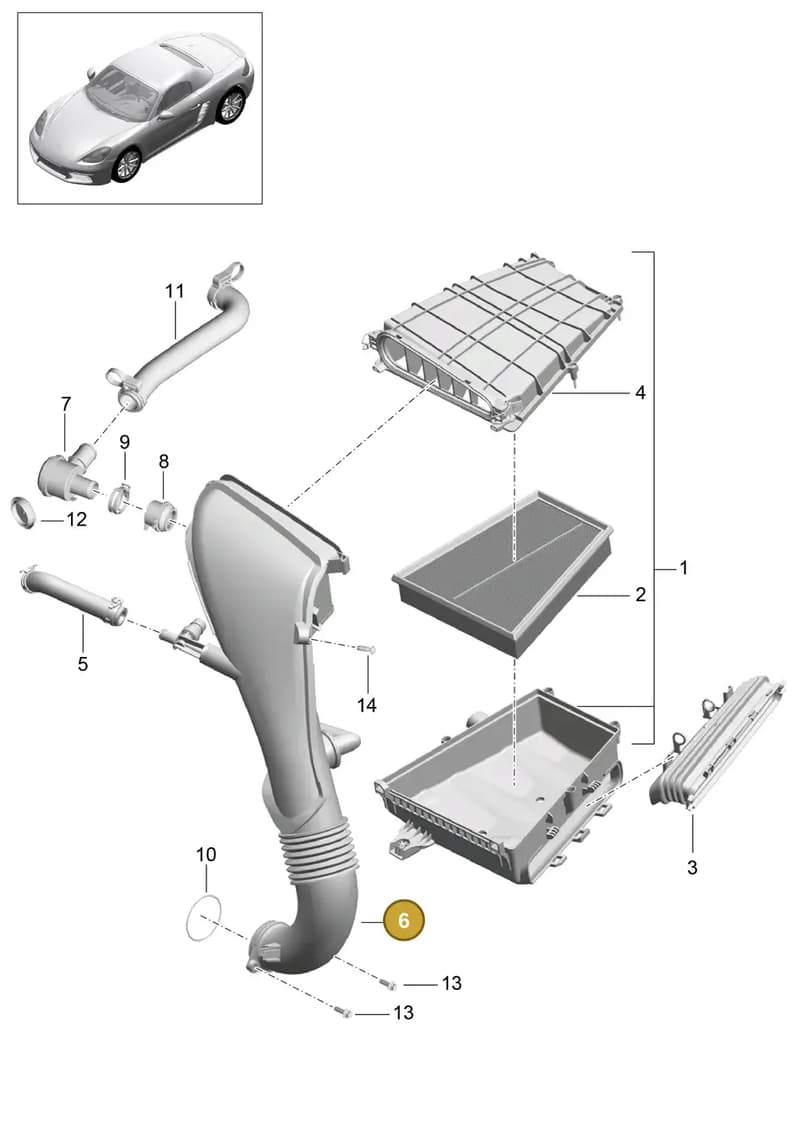 982129531A — Porsche Boxster (2016-2019) diagram p48106000, position 6