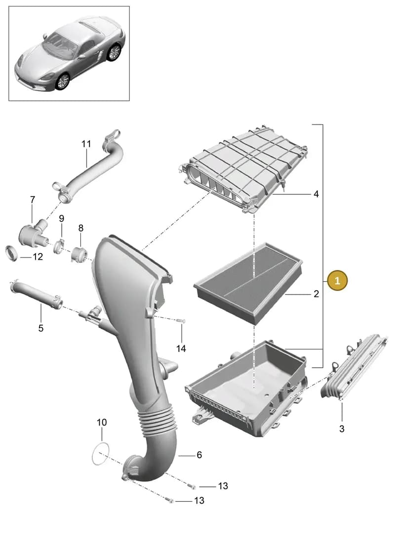 982129601E — Porsche Boxster (2016-2019) diagram p48106000, position 1