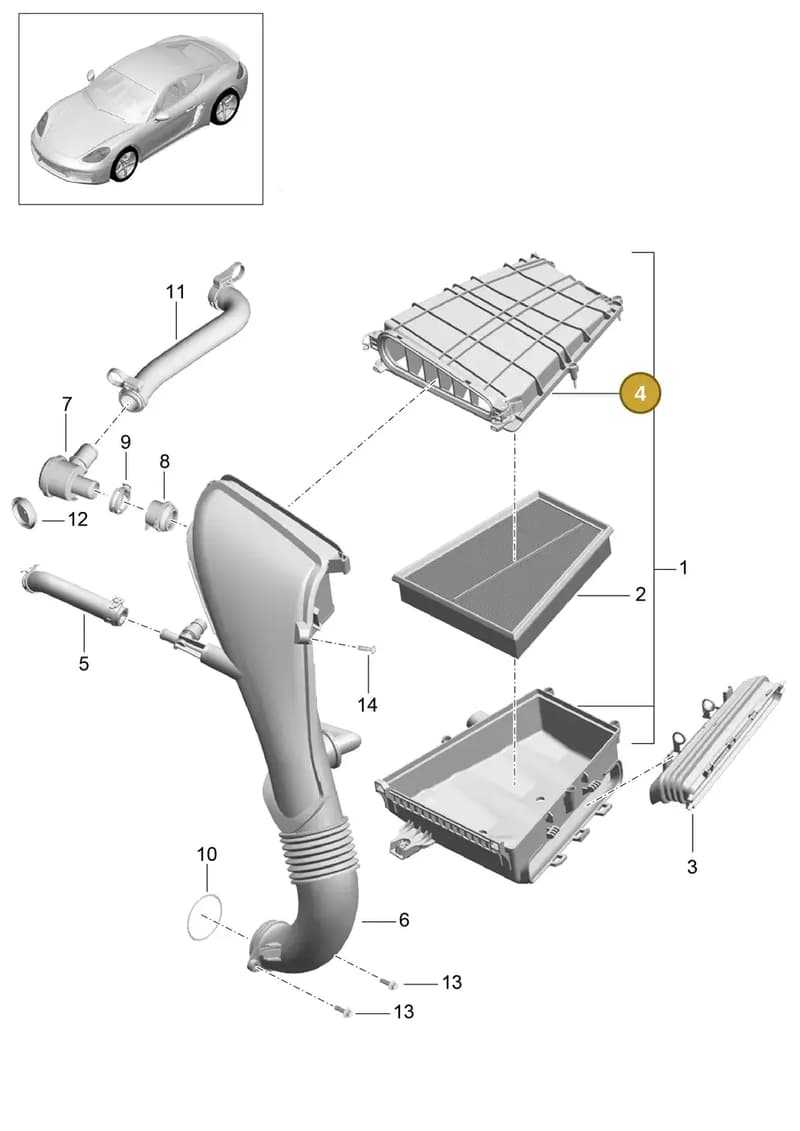 982129613A — Porsche Cayman (2016-2019) diagram p50106000, position 4