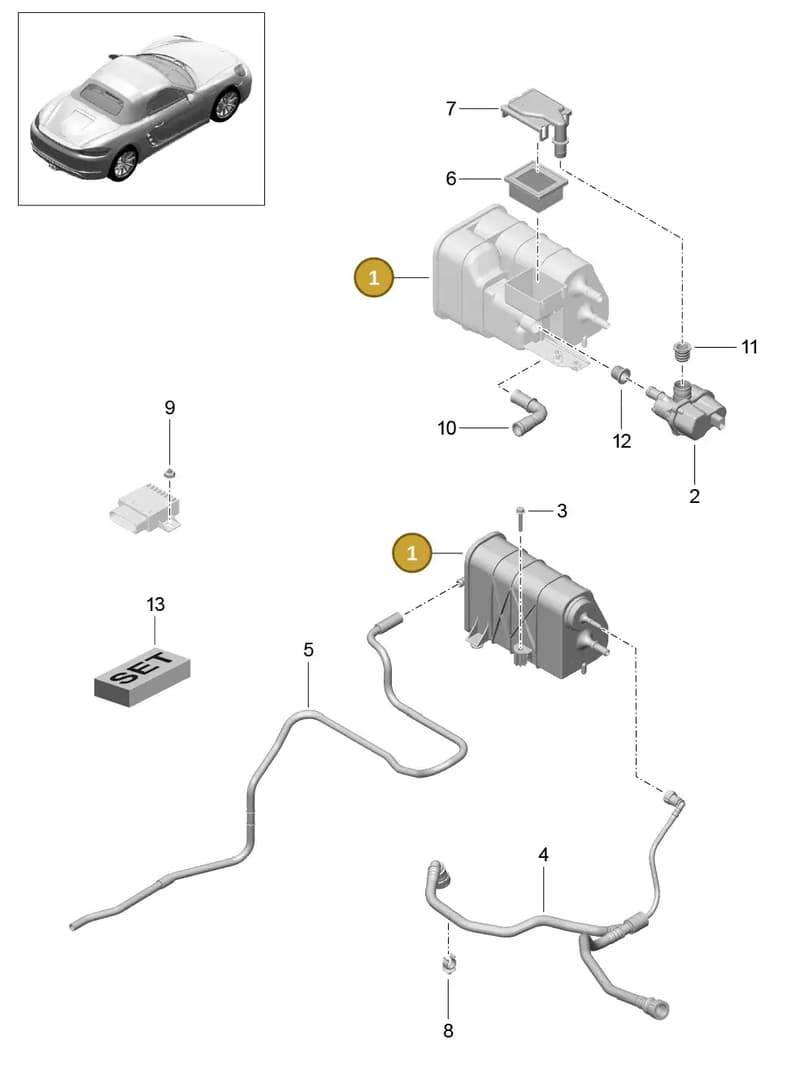 982201801D — Porsche Boxster (2016-2019) diagram p48201020, position 1