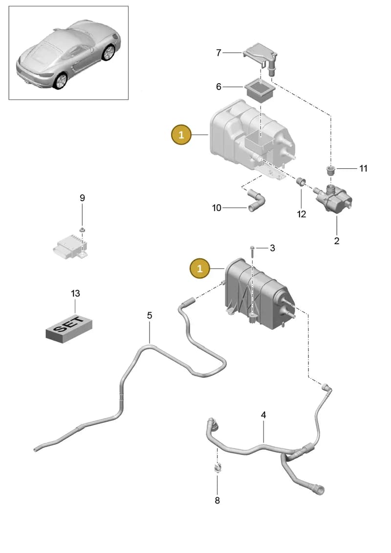 982201801D — Porsche Cayman (2016-2019) diagram p50201020, position 1