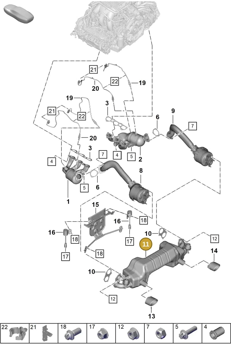 982251053K — Porsche Boxster Spyder (2019-2020) diagram p54202005, position 11