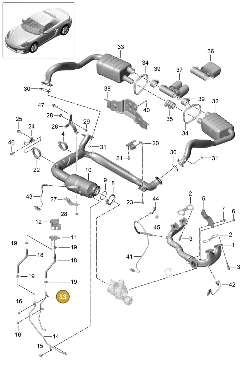 982251169B — Porsche Boxster (2016-2019) diagram p48000001, position 13