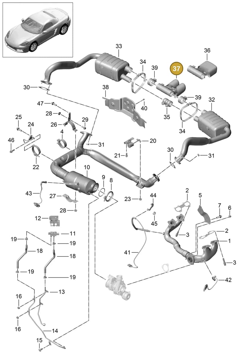982251187R — Porsche Boxster (2016-2019) diagram p48000001, position 37