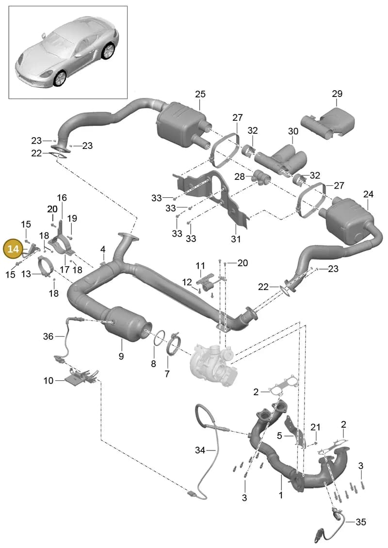 982251188D — Porsche Boxster (2016-2019) diagram p50202000, position 14