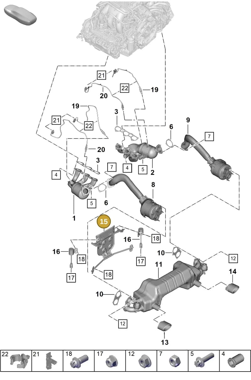 982251255F — Porsche Boxster Spyder (2019-2020) diagram p54202005, position 15