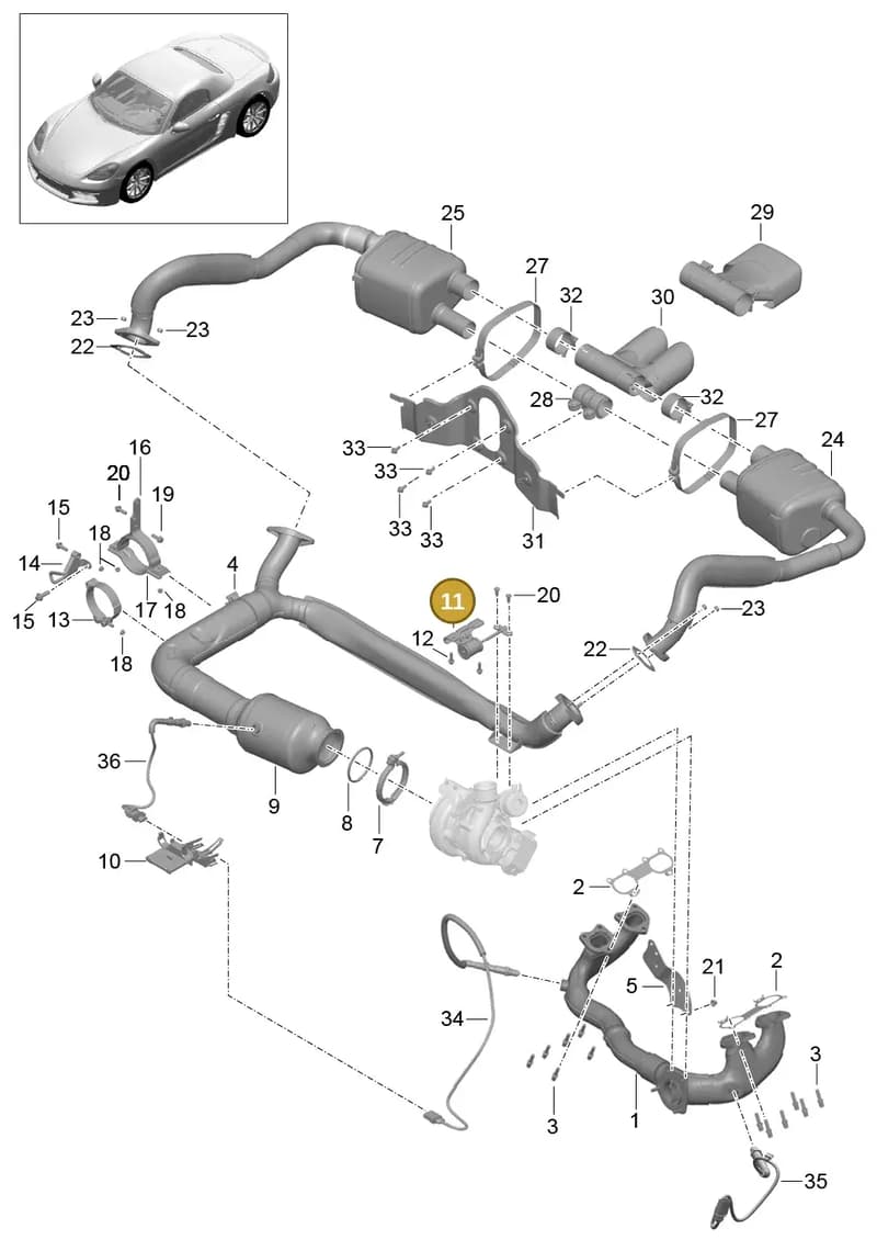 982251344A — Porsche Boxster (2016-2019) diagram p48202000, position 11
