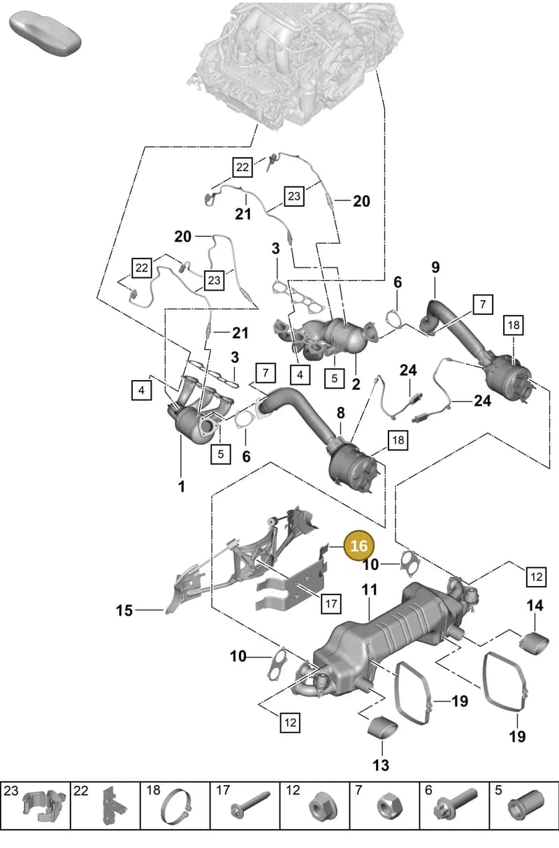 982251519 — Porsche Cayman (2019-2022) diagram p55202000, position 16